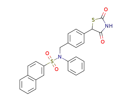 Molecular Structure of 928143-09-3 (2-Naphthalenesulfonamide,
N-[[4-(2,4-dioxo-5-thiazolidinyl)phenyl]methyl]-N-phenyl-)