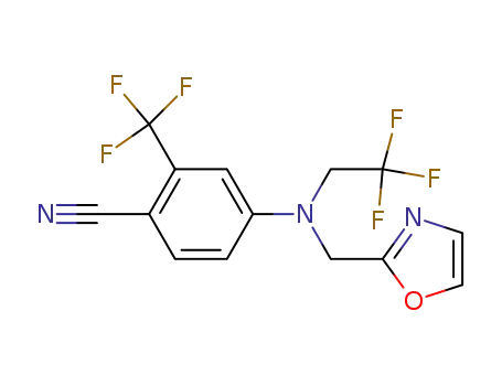Molecular Structure of 916808-69-0 (Benzonitrile,
4-[(2-oxazolylmethyl)(2,2,2-trifluoroethyl)amino]-2-(trifluoromethyl)-)