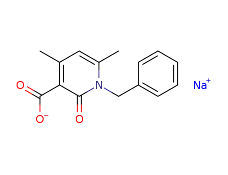 Molecular Structure of 64488-32-0 (3-Pyridinecarboxylic acid,
1,2-dihydro-4,6-dimethyl-2-oxo-1-(phenylmethyl)-, sodium salt)