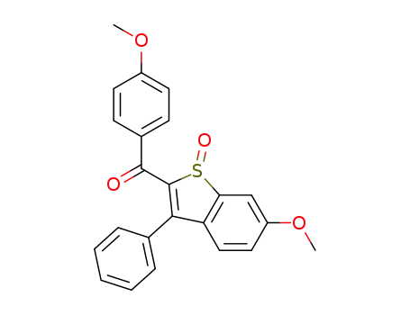 Molecular Structure of 63763-03-1 (Methanone,
(6-methoxy-1-oxido-3-phenylbenzo[b]thien-2-yl)(4-methoxyphenyl)-)