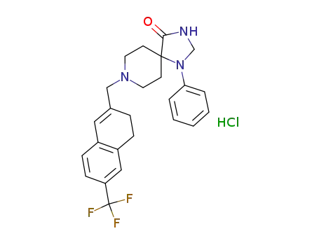 Molecular Structure of 62620-75-1 (1,3,8-Triazaspiro[4.5]decan-4-one,
8-[[3,4-dihydro-6-(trifluoromethyl)-2-naphthalenyl]methyl]-1-phenyl-,
monohydrochloride)