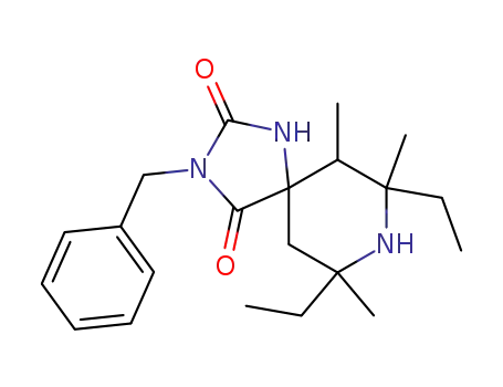 Molecular Structure of 61683-59-8 (1,3,8-Triazaspiro[4.5]decane-2,4-dione,
7,9-diethyl-6,7,9-trimethyl-3-(phenylmethyl)-)