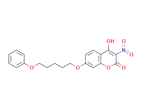 Molecular Structure of 63361-14-8 (2H-1-Benzopyran-2-one, 4-hydroxy-3-nitro-7-[(5-phenoxypentyl)oxy]-)