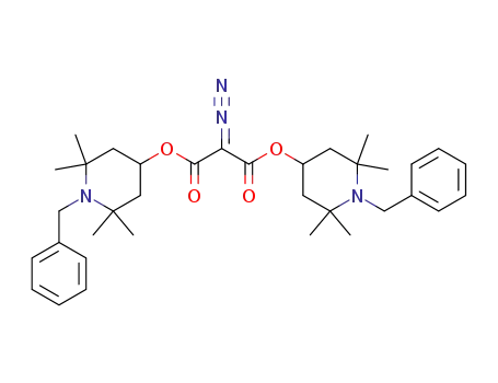 Molecular Structure of 65740-34-3 (Propanedioic acid, diazo-,
bis[2,2,6,6-tetramethyl-1-(phenylmethyl)-4-piperidinyl] ester)