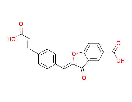 Molecular Structure of 74815-04-6 (5-Benzofurancarboxylic acid,
2-[[4-(2-carboxyethenyl)phenyl]methylene]-2,3-dihydro-3-oxo-, (Z,E)-)
