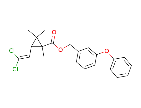 Molecular Structure of 59897-99-3 (Cyclopropanecarboxylic acid, 3-(2,2-dichloroethenyl)-1,2,2-trimethyl-,
(3-phenoxyphenyl)methyl ester)