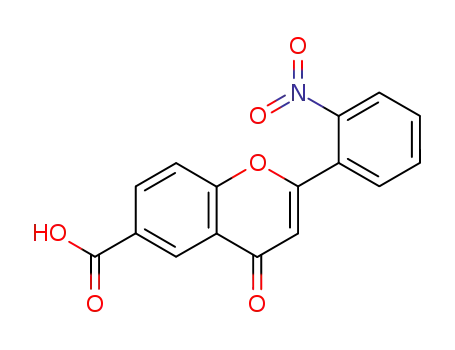Molecular Structure of 57009-55-9 (4H-1-Benzopyran-6-carboxylic acid, 2-(2-nitrophenyl)-4-oxo-)