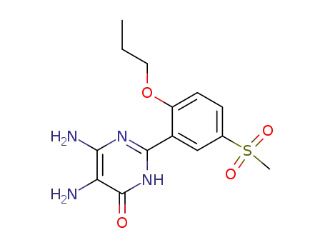 Molecular Structure of 61655-35-4 (4(1H)-Pyrimidinone,
5,6-diamino-2-[5-(methylsulfonyl)-2-propoxyphenyl]-)