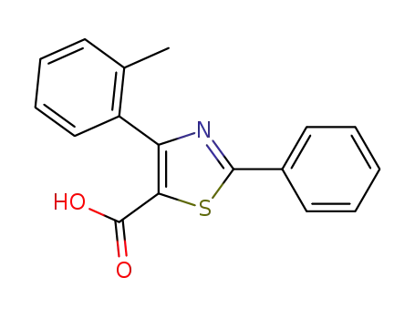 Molecular Structure of 188679-15-4 (5-Thiazolecarboxylic acid, 4-(2-methylphenyl)-2-phenyl-)