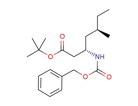 Molecular Structure of 610300-37-3 (Heptanoic acid, 5-methyl-3-[[(phenylmethoxy)carbonyl]amino]-,
1,1-dimethylethyl ester, (3S,5R)-)