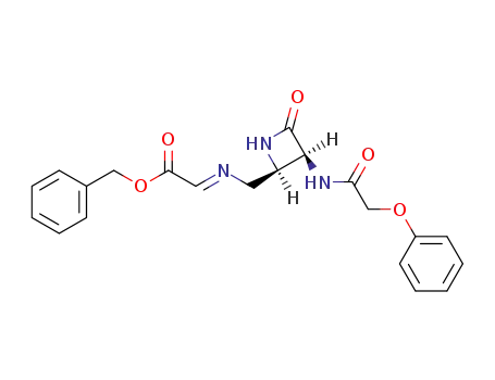Molecular Structure of 62732-86-9 (Acetic acid,
[[[4-oxo-3-[(phenoxyacetyl)amino]-2-azetidinyl]methyl]imino]-,
phenylmethyl ester, cis-)