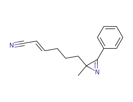 Molecular Structure of 62901-89-7 (2-Hexenenitrile, 6-(2-methyl-3-phenyl-2H-azirin-2-yl)-, (E)-)