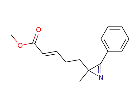Molecular Structure of 62901-97-7 (2-Pentenoic acid, 5-(2-methyl-3-phenyl-2H-azirin-2-yl)-, methyl ester,
(E)-)
