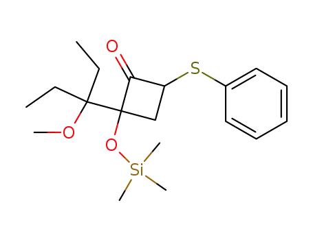 Molecular Structure of 62248-63-9 (Cyclobutanone,
2-(1-ethyl-1-methoxypropyl)-4-(phenylthio)-2-[(trimethylsilyl)oxy]-)