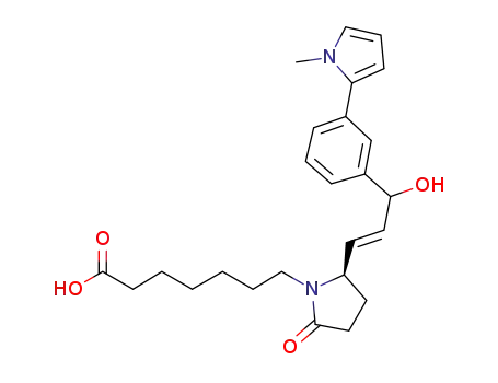 Molecular Structure of 493035-29-3 (1-Pyrrolidineheptanoic acid,
2-[(1E)-3-hydroxy-3-[3-(1-methyl-1H-pyrrol-2-yl)phenyl]-1-propenyl]-5-ox
o-, (2R)-)