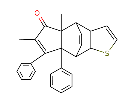 Molecular Structure of 61281-61-6 (4,8-Etheno-5H-indeno[5,6-b]thiophen-5-one,
3a,4,4a,7a,8,8a-hexahydro-4a,6-dimethyl-7,7a-diphenyl-)