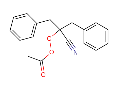 Molecular Structure of 58422-68-7 (Ethaneperoxoic acid, 1-cyano-2-phenyl-1-(phenylmethyl)ethyl ester)