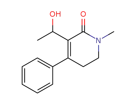 Molecular Structure of 61209-90-3 (2(1H)-Pyridinone, 5,6-dihydro-3-(1-hydroxyethyl)-1-methyl-4-phenyl-)