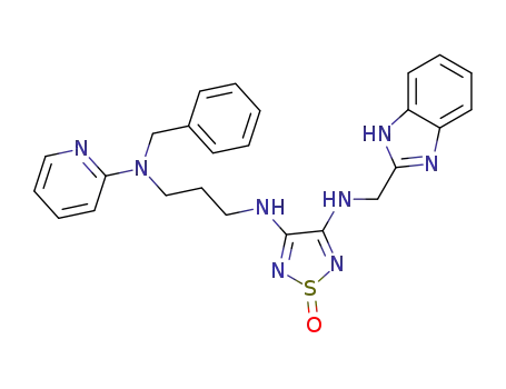 Molecular Structure of 105918-16-9 (1,2,5-Thiadiazole-3,4-diamine,
N-(1H-benzimidazol-2-ylmethyl)-N'-[3-[(phenylmethyl)-2-pyridinylamino]
propyl]-, 1-oxide)