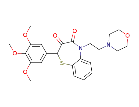 Molecular Structure of 95476-39-4 (1,5-Benzothiazepine-3,4(2H,5H)-dione,
5-[2-(4-morpholinyl)ethyl]-2-(3,4,5-trimethoxyphenyl)-)