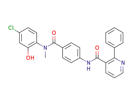 Molecular Structure of 183494-84-0 (3-Pyridinecarboxamide,
N-[4-[[(4-chloro-2-hydroxyphenyl)methylamino]carbonyl]phenyl]-2-phenyl
-)