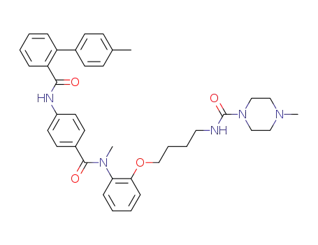 Molecular Structure of 183493-92-7 (1-Piperazinecarboxamide,
4-methyl-N-[4-[2-[methyl[4-[[(4'-methyl[1,1'-biphenyl]-2-yl)carbonyl]amino
]benzoyl]amino]phenoxy]butyl]-)