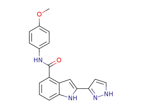 Molecular Structure of 827317-08-8 (1H-Indole-4-carboxamide, N-(4-methoxyphenyl)-2-(1H-pyrazol-3-yl)-)