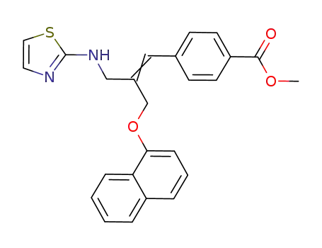 Molecular Structure of 878401-01-5 (Benzoic acid,
4-[2-[(1-naphthalenyloxy)methyl]-3-(2-thiazolylamino)-1-propenyl]-,
methyl ester)