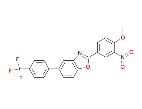 Molecular Structure of 599201-85-1 (Benzoxazole, 2-(4-methoxy-3-nitrophenyl)-5-[4-(trifluoromethyl)phenyl]-)