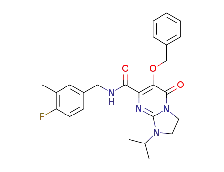 Molecular Structure of 927828-85-1 (Imidazo[1,2-a]pyrimidine-7-carboxamide,
N-[(4-fluoro-3-methylphenyl)methyl]-1,2,3,5-tetrahydro-1-(1-methylethyl)-
5-oxo-6-(phenylmethoxy)-)