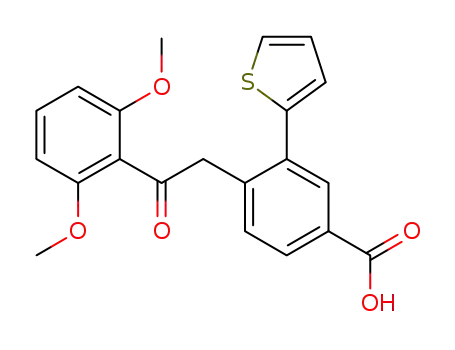 Molecular Structure of 872990-55-1 (Benzoic acid, 4-[2-(2,6-dimethoxyphenyl)-2-oxoethyl]-3-(2-thienyl)-)