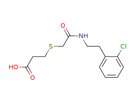 Molecular Structure of 928628-61-9 (Propanoic acid, 3-[[2-[[2-(2-chlorophenyl)ethyl]amino]-2-oxoethyl]thio]-)