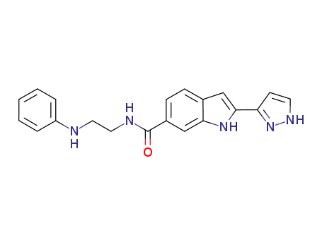 Molecular Structure of 827317-16-8 (1H-Indole-6-carboxamide, N-[2-(phenylamino)ethyl]-2-(1H-pyrazol-3-yl)-)