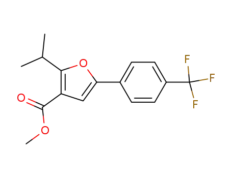 Molecular Structure of 672930-46-0 (3-Furancarboxylic acid, 2-(1-methylethyl)-5-[4-(trifluoromethyl)phenyl]-,
methyl ester)