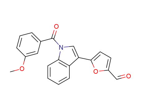 Molecular Structure of 887000-51-3 (1H-Indole, 3-(5-formyl-2-furanyl)-1-(3-methoxybenzoyl)-)