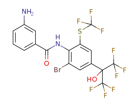 Molecular Structure of 917514-13-7 (Benzamide,
3-amino-N-[2-bromo-4-[2,2,2-trifluoro-1-hydroxy-1-(trifluoromethyl)ethyl]
-6-[(trifluoromethyl)thio]phenyl]-)