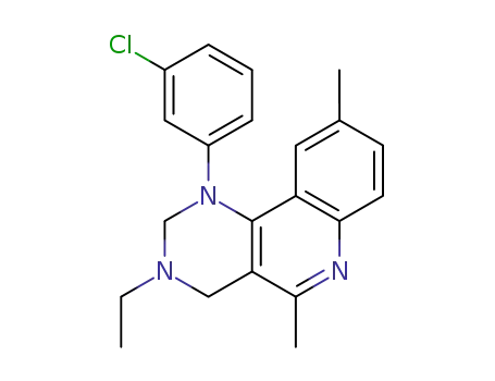 Molecular Structure of 65273-78-1 (Pyrimido[5,4-c]quinoline,
1-(3-chlorophenyl)-3-ethyl-1,2,3,4-tetrahydro-5,9-dimethyl-)