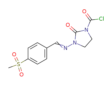Molecular Structure of 61336-79-6 (1-Imidazolidinecarbonyl chloride,
3-[[[4-(methylsulfonyl)phenyl]methylene]amino]-2-oxo-)