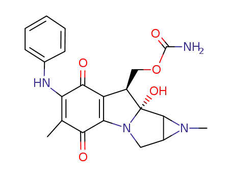 Molecular Structure of 17269-55-5 (Azirino[2',3':3,4]pyrrolo[1,2-a]indole-4,7-dione,8-[[(aminocarbonyl)oxy]methyl]-1,1a,2,8,8a,8b-hexahydro-8a-hydroxy-1,5-dimethyl-6-(phenylamino)-,[1aS-(1aa,8a,8aa,8ba)]- (9CI))