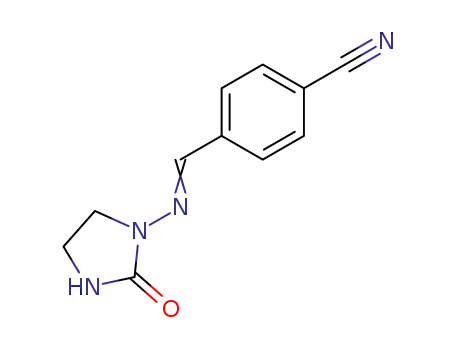 Molecular Structure of 61336-76-3 (Benzonitrile, 4-[[(2-oxo-1-imidazolidinyl)imino]methyl]-)