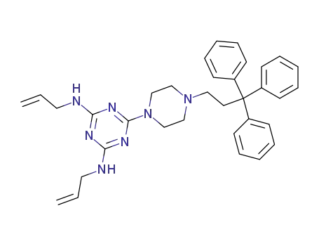 Molecular Structure of 36524-82-0 (1,3,5-Triazine-2,4-diamine,N2,N4-di-2-propen-1-yl-6-[4-(3,3,3-triphenylpropyl)-1-piperazinyl]-)