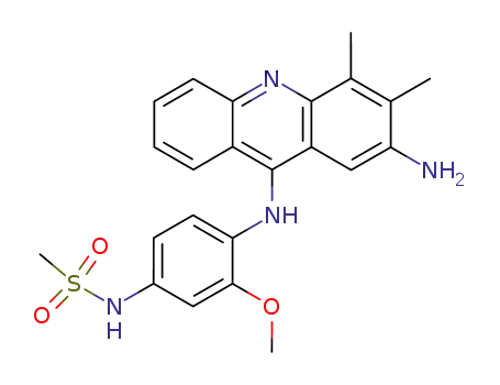 Molecular Structure of 80258-10-2 (Methanesulfonamide,
N-[4-[(2-amino-3,4-dimethyl-9-acridinyl)amino]-3-methoxyphenyl]-)