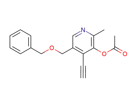 Molecular Structure of 62988-94-7 (3-Pyridinol, 4-ethynyl-2-methyl-5-[(phenylmethoxy)methyl]-, acetate
(ester))