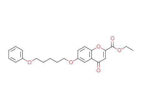 Molecular Structure of 61270-32-4 (4H-1-Benzopyran-2-carboxylic acid, 4-oxo-6-[(5-phenoxypentyl)oxy]-,
ethyl ester)