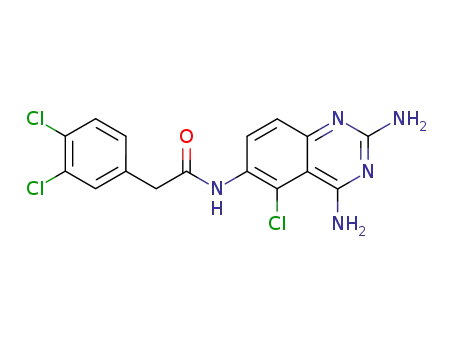 Molecular Structure of 55096-40-7 (Benzeneacetamide,
3,4-dichloro-N-(2,4-diamino-5-chloro-6-quinazolinyl)-)
