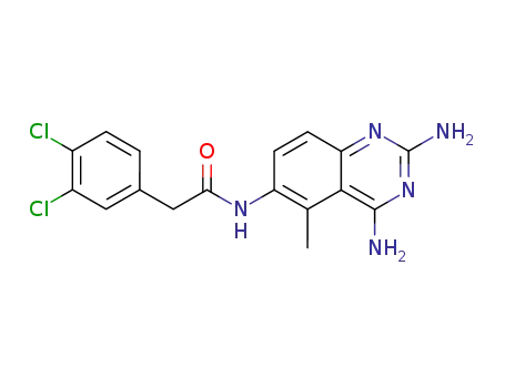 Molecular Structure of 55096-41-8 (Benzeneacetamide,
3,4-dichloro-N-(2,4-diamino-5-methyl-6-quinazolinyl)-)