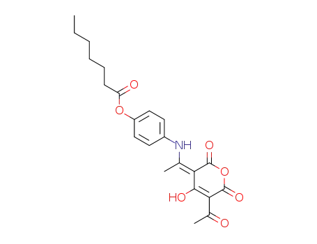 Heptanoic acid,
4-[[1-(5-acetyl-4-hydroxy-2,6-dioxo-2H-pyran-3(6H)-ylidene)ethyl]amino
]phenyl ester