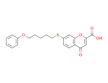 Molecular Structure of 61270-50-6 (4H-1-Benzopyran-2-carboxylic acid, 4-oxo-7-[(5-phenoxypentyl)thio]-)