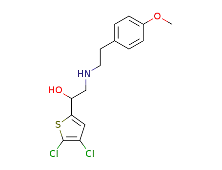 Molecular Structure of 59160-53-1 (2-Thiophenemethanol,
4,5-dichloro-a-[[[2-(4-methoxyphenyl)ethyl]amino]methyl]-)