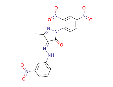 Molecular Structure of 20954-39-6 (1H-Pyrazole-4,5-dione, 1-(2,4-dinitrophenyl)-3-methyl-,
4-[(3-nitrophenyl)hydrazone])